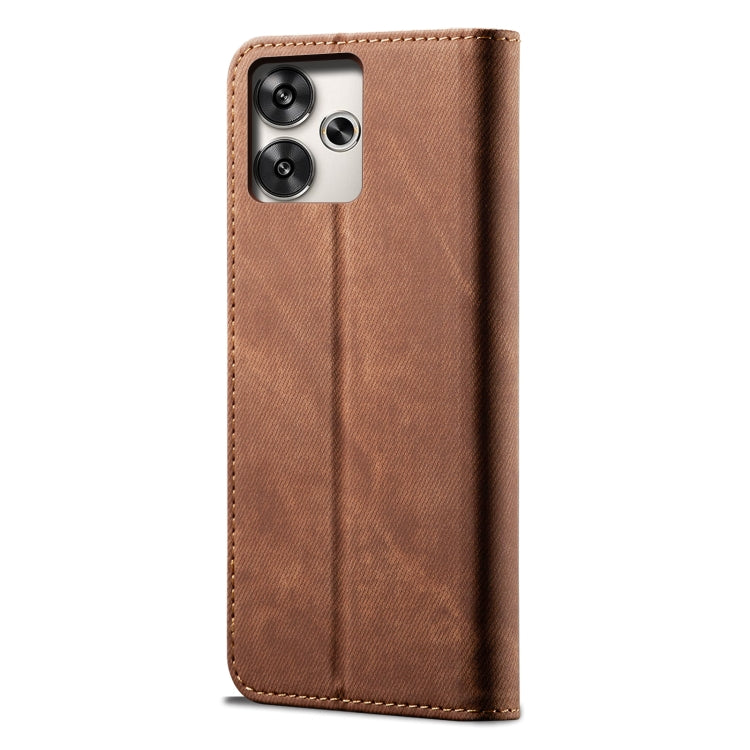 For Xiaomi Redmi 13 4G Global Denim Texture Casual Style Horizontal Flip Leather Case