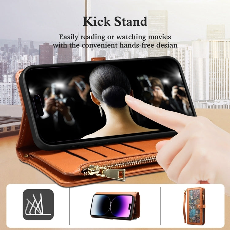 For Motorola Moto G34 ESEBLE Star Series Lanyard Zipper Wallet RFID Leather Case