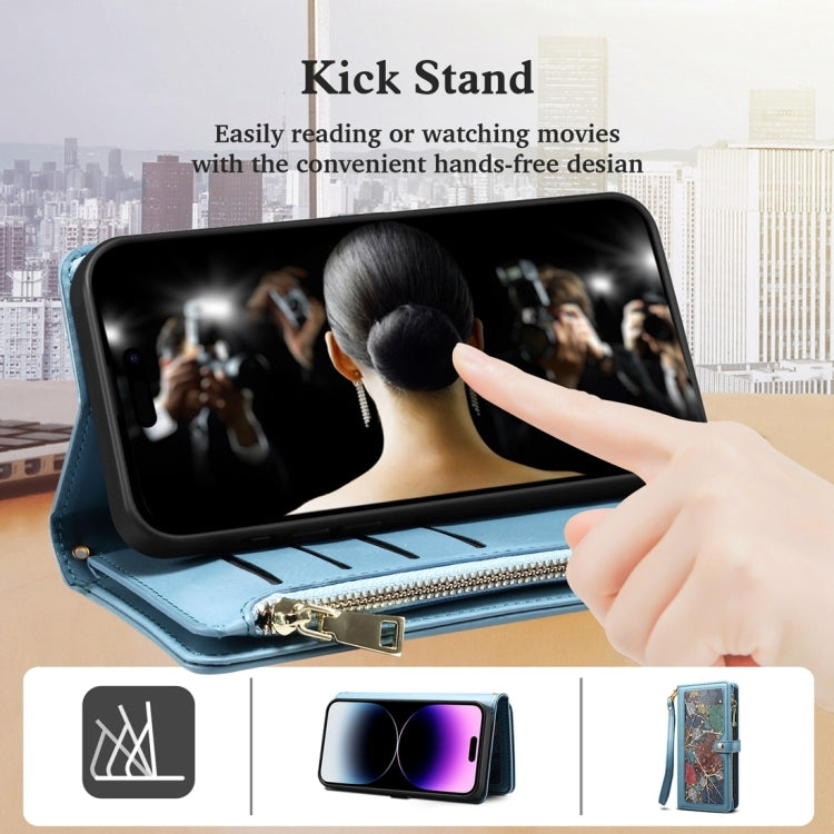 For Motorola Moto G34 ESEBLE Star Series Lanyard Zipper Wallet RFID Leather Case