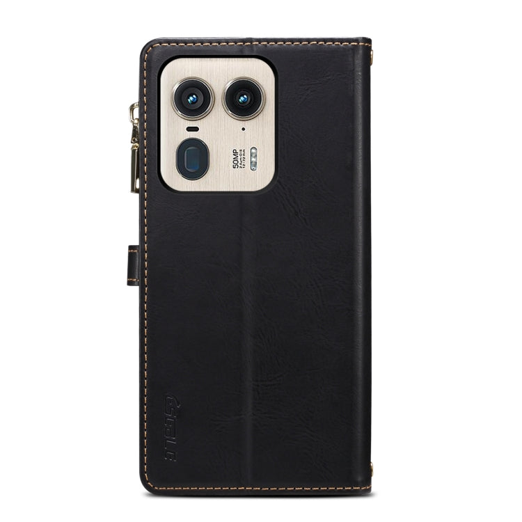 For Motorola Edge 50 Ultra ESEBLE Star Series Lanyard Zipper Wallet RFID Leather Case