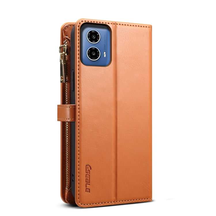 For Motorola Moto G34 5G / G45 5G ESEBLE Star Series Lanyard Zipper Wallet RFID Leather Case
