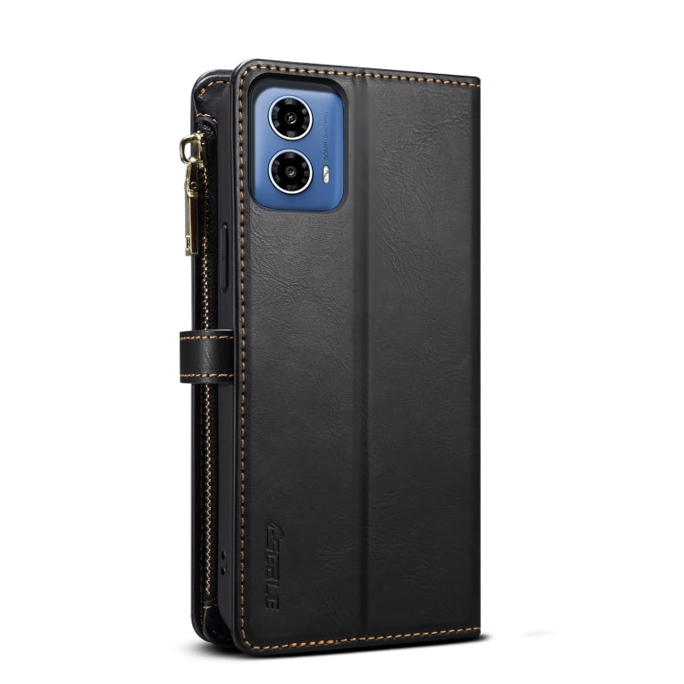For Motorola Moto G34 5G / G45 5G ESEBLE Star Series Lanyard Zipper Wallet RFID Leather Case