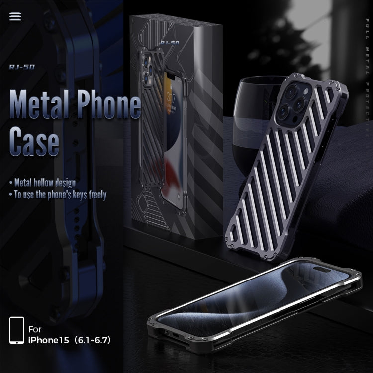 For iPhone 16 Pro R-JUST RJ-50 Hollow Breathable Armor Metal Phone Case - Space Grey