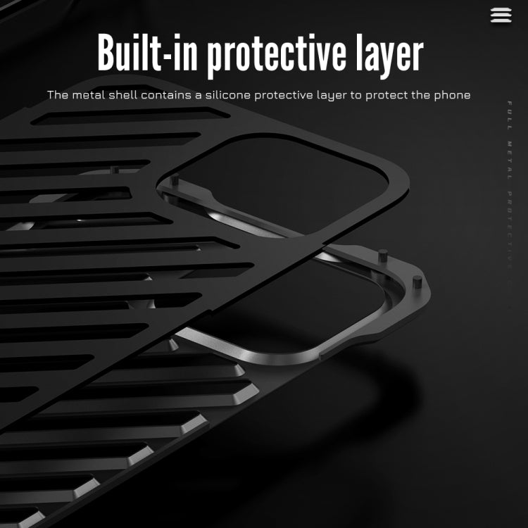 For iPhone 16 Plus R-JUST RJ-50 Hollow Breathable Armor Metal Phone Case - Space Grey