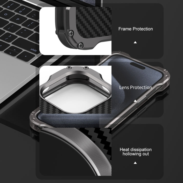 For iPhone 16 Pro Max R-JUST RJ51 Hollow MagSafe Magnetic Metal Phone Case - Space Grey