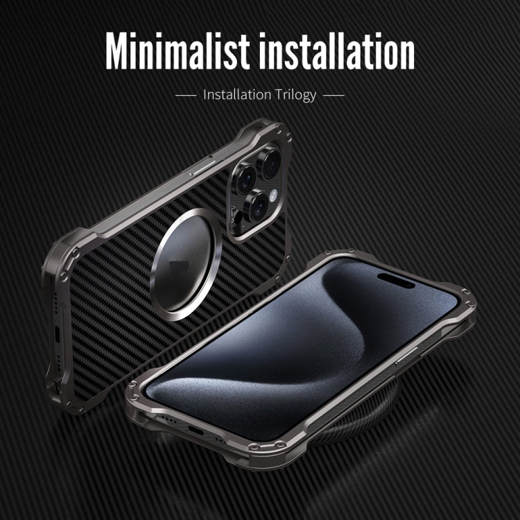 For iPhone 16 Pro Max R-JUST RJ51 Hollow MagSafe Magnetic Metal Phone Case - Space Grey