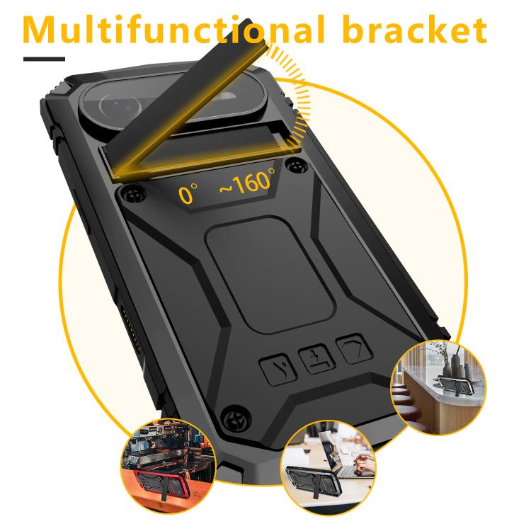 For iPhone Air R-JUST Metal + Silicone + Tempered Glass Life Waterproof Phone Case with Holder