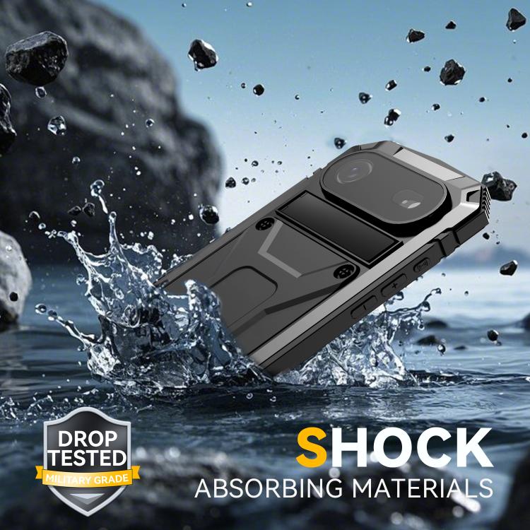 For iPhone Air R-JUST Metal + Silicone + Tempered Glass Life Waterproof Phone Case with Holder