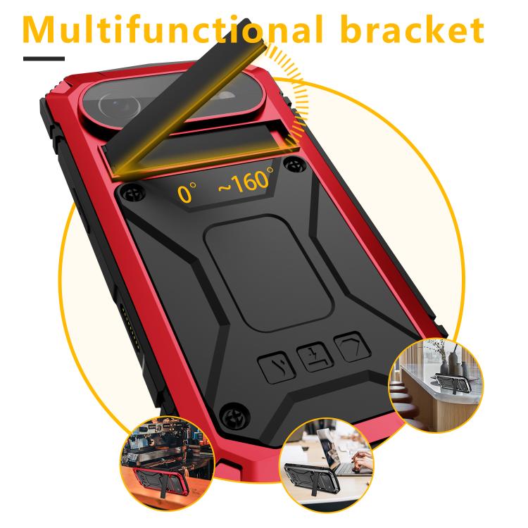 For iPhone Air R-JUST Metal + Silicone + Tempered Glass Life Waterproof Phone Case with Holder