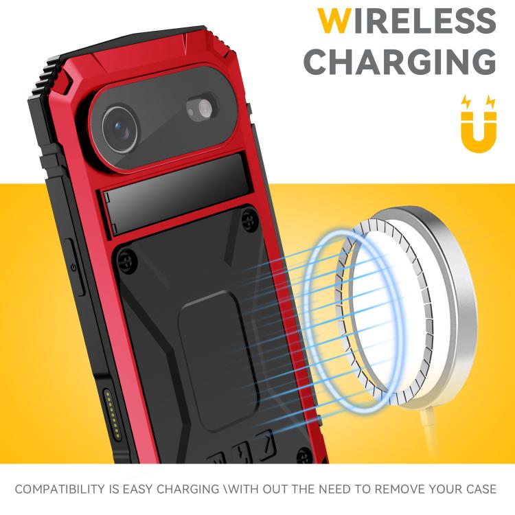 For iPhone Air R-JUST Metal + Silicone + Tempered Glass Life Waterproof Phone Case with Holder