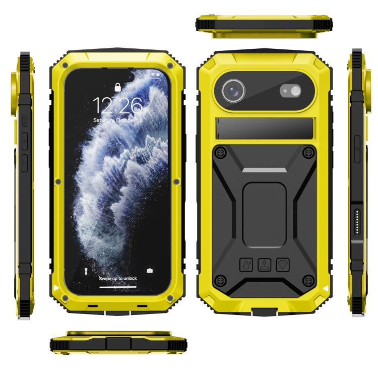 For iPhone Air R-JUST Metal + Silicone + Tempered Glass Life Waterproof Phone Case with Holder