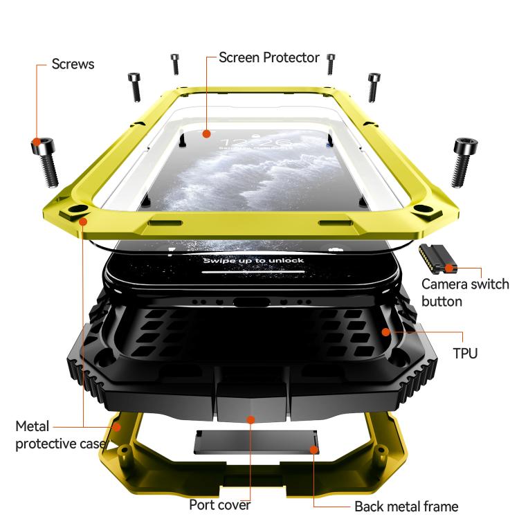 For iPhone Air R-JUST Metal + Silicone + Tempered Glass Life Waterproof Phone Case with Holder