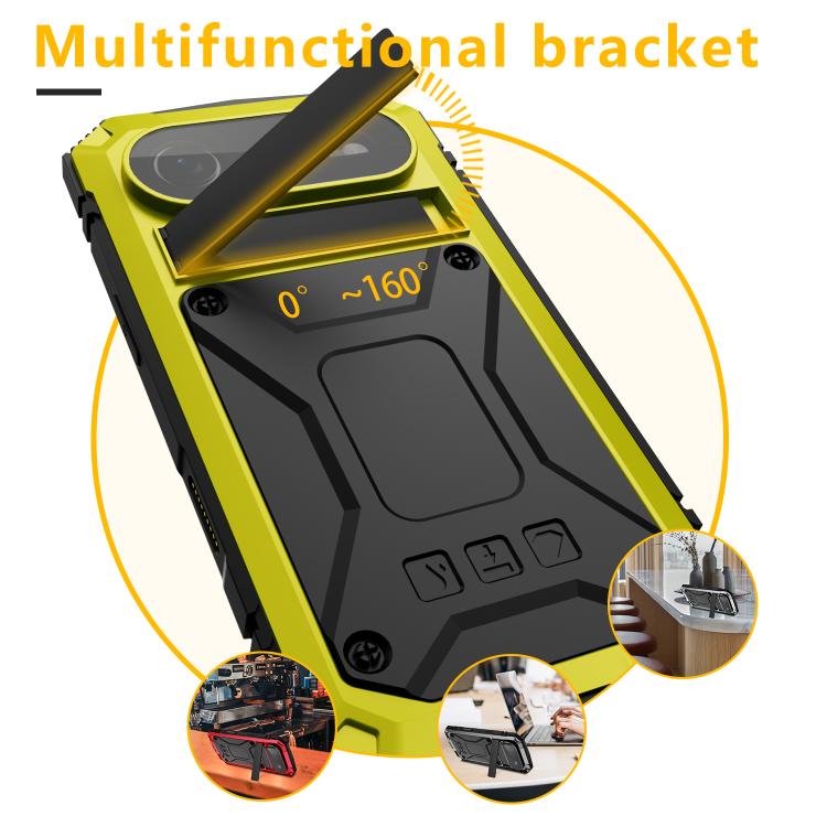 For iPhone Air R-JUST Metal + Silicone + Tempered Glass Life Waterproof Phone Case with Holder