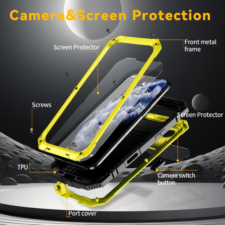 For iPhone Air R-JUST Metal + Silicone + Tempered Glass Life Waterproof Phone Case with Holder