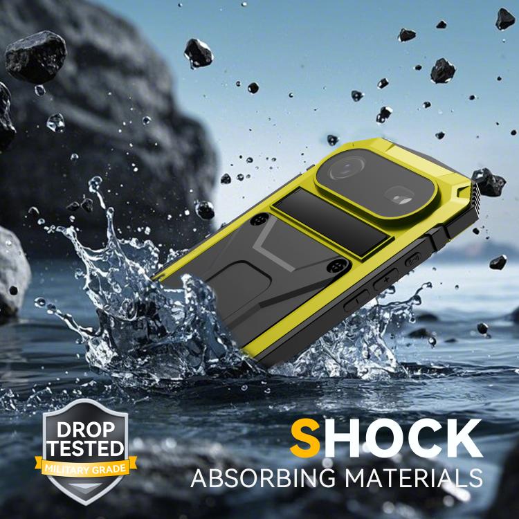 For iPhone Air R-JUST Metal + Silicone + Tempered Glass Life Waterproof Phone Case with Holder