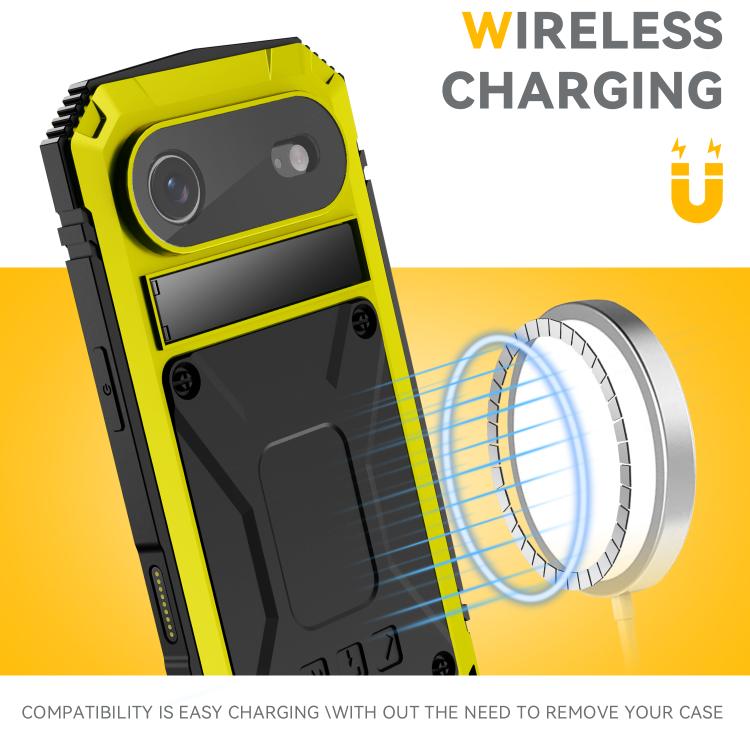 For iPhone Air R-JUST Metal + Silicone + Tempered Glass Life Waterproof Phone Case with Holder