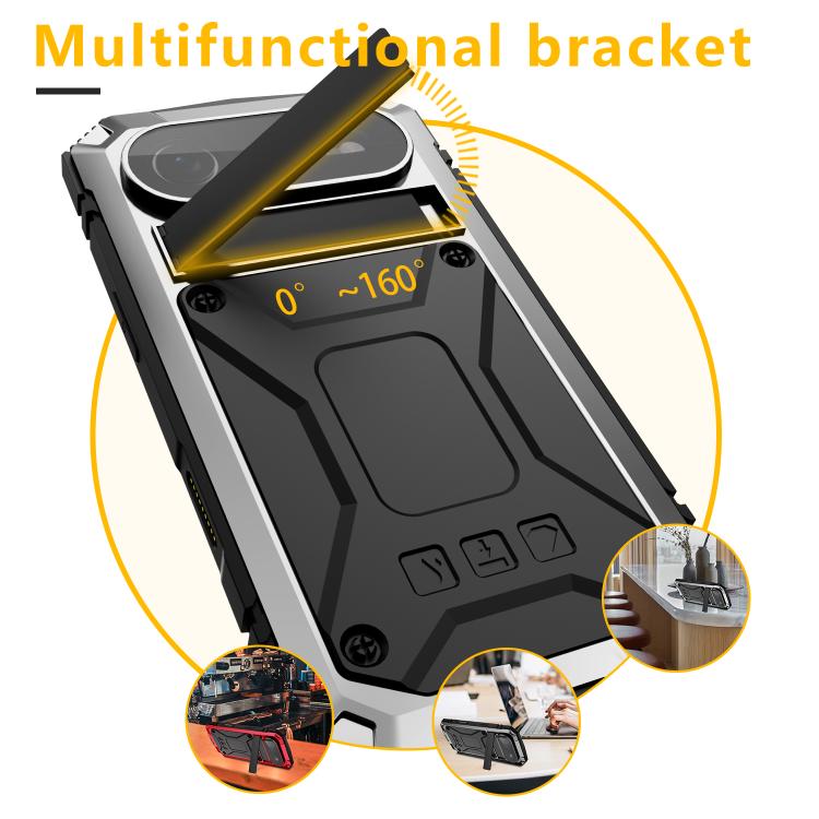 For iPhone Air R-JUST Metal + Silicone + Tempered Glass Life Waterproof Phone Case with Holder