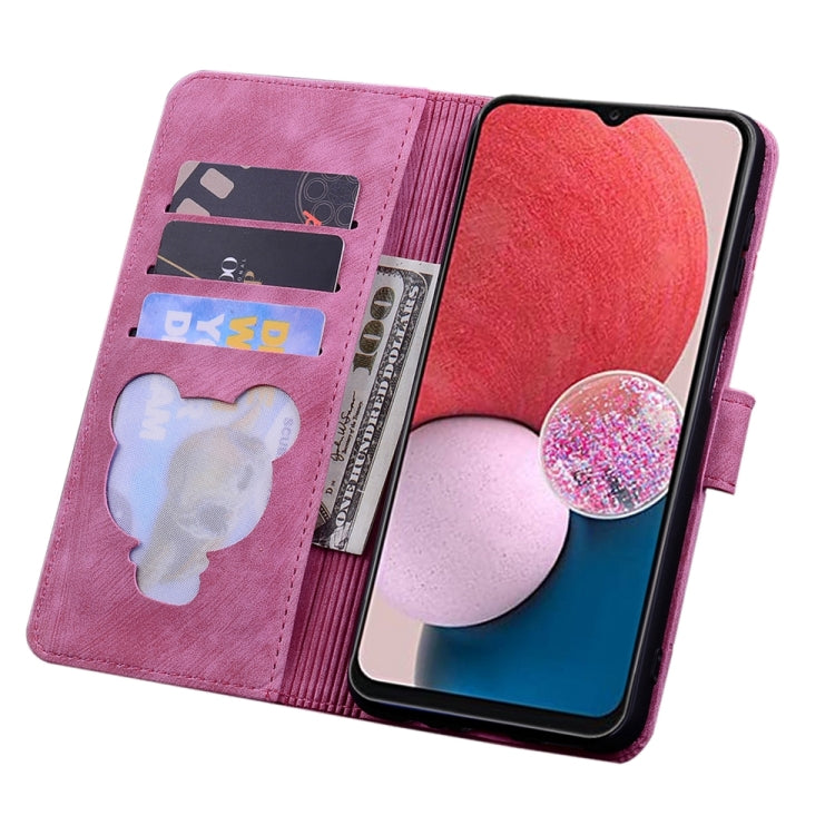 For Samsung Galaxy A05s Cartoon Sakura Cat Embossed Leather Phone Case