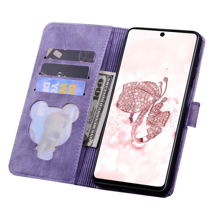 For Samsung Galaxy A56 / A36 Cartoon Sakura Cat Embossed Leather Phone Case