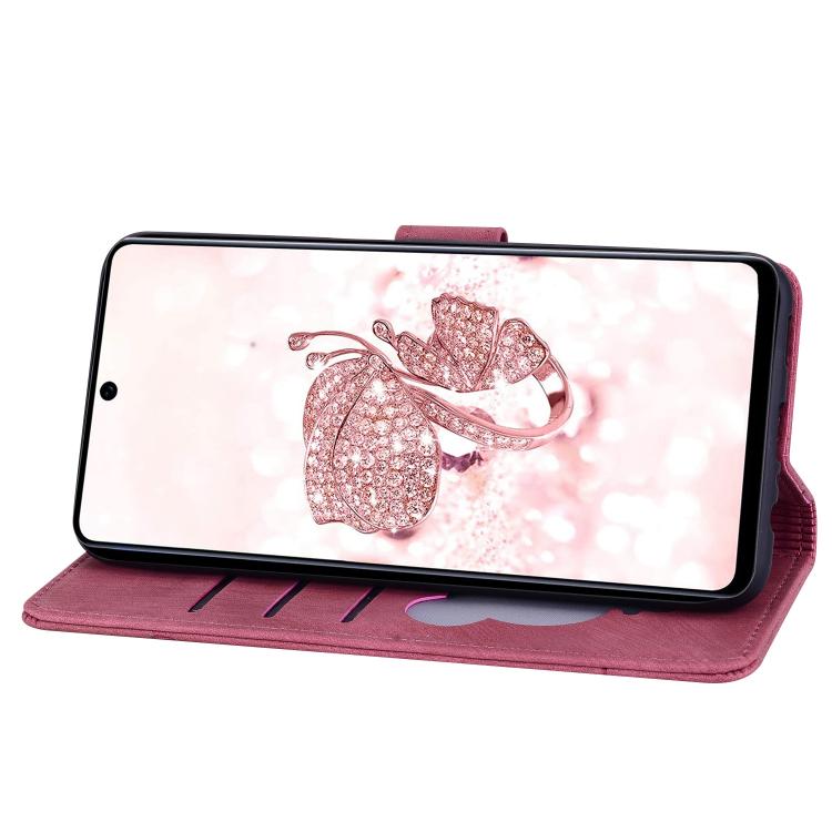 For Samsung Galaxy A56 / A36 Cartoon Sakura Cat Embossed Leather Phone Case