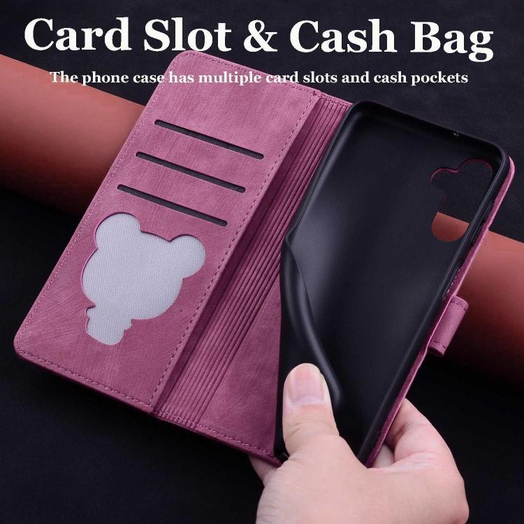 For Samsung Galaxy A57 5G Cartoon Sakura Cat Embossed Leather Phone Case