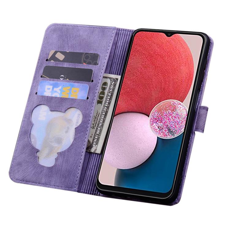 For Samsung Galaxy A57 5G Cartoon Sakura Cat Embossed Leather Phone Case