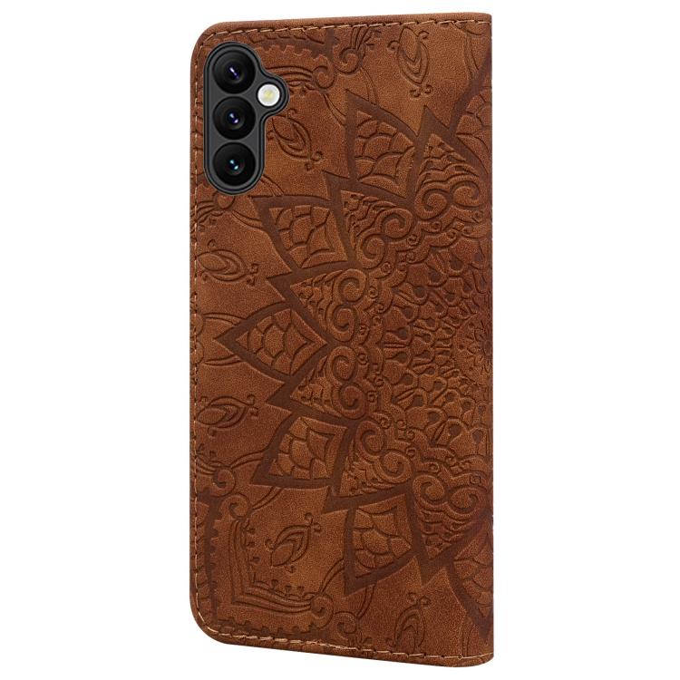 For Samsung Galaxy A37 5G Mandala Embossed Dual-Fold Calf Leather Phone Case