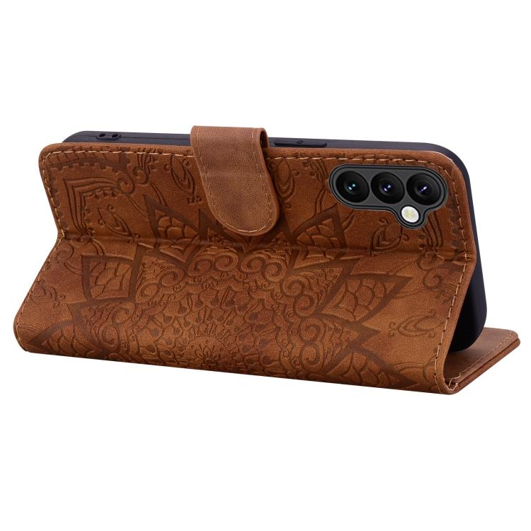 For Samsung Galaxy A37 5G Mandala Embossed Dual-Fold Calf Leather Phone Case