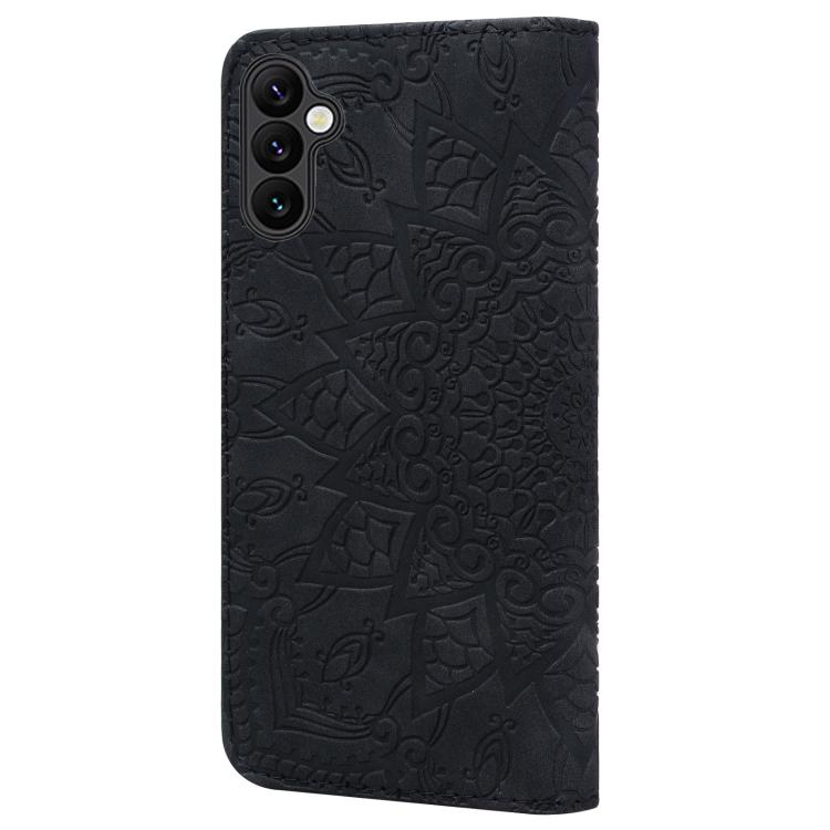 For Samsung Galaxy A37 5G Mandala Embossed Dual-Fold Calf Leather Phone Case