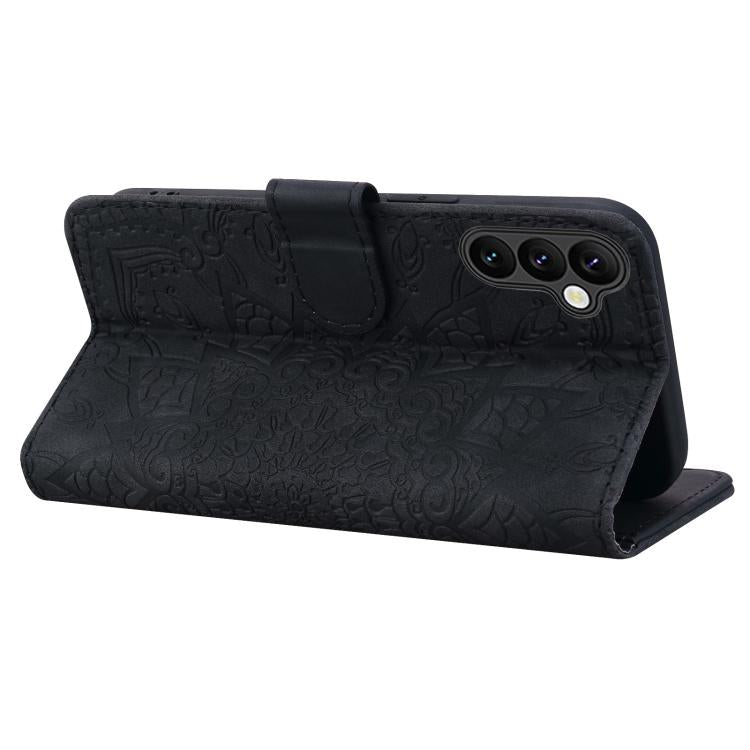 For Samsung Galaxy A37 5G Mandala Embossed Dual-Fold Calf Leather Phone Case