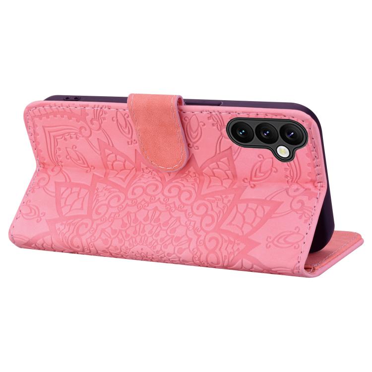 For Samsung Galaxy A37 5G Mandala Embossed Dual-Fold Calf Leather Phone Case