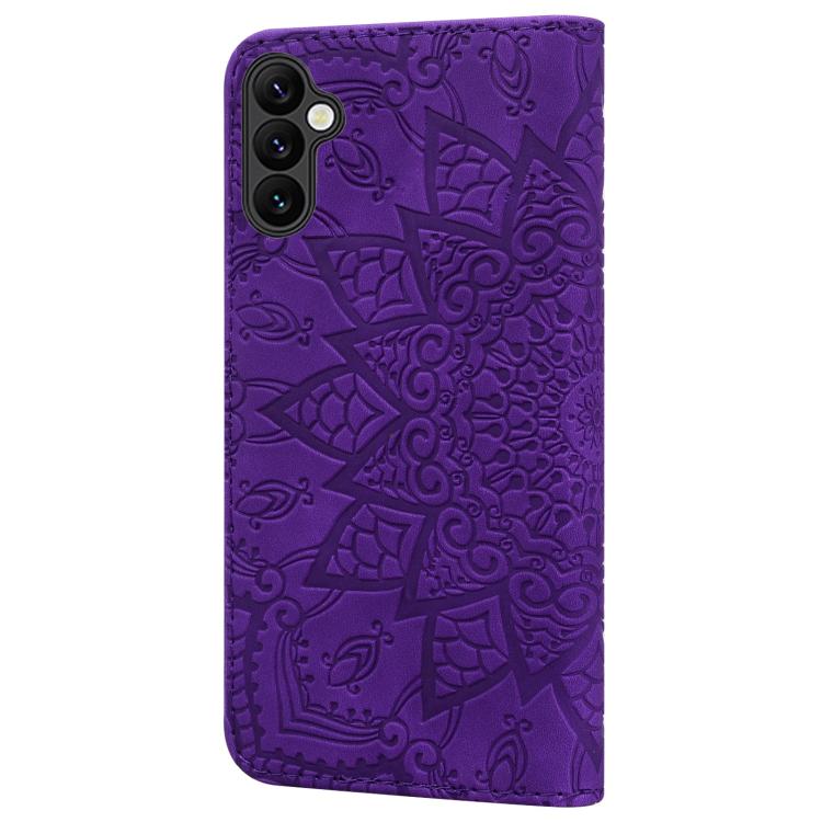 For Samsung Galaxy A37 5G Mandala Embossed Dual-Fold Calf Leather Phone Case