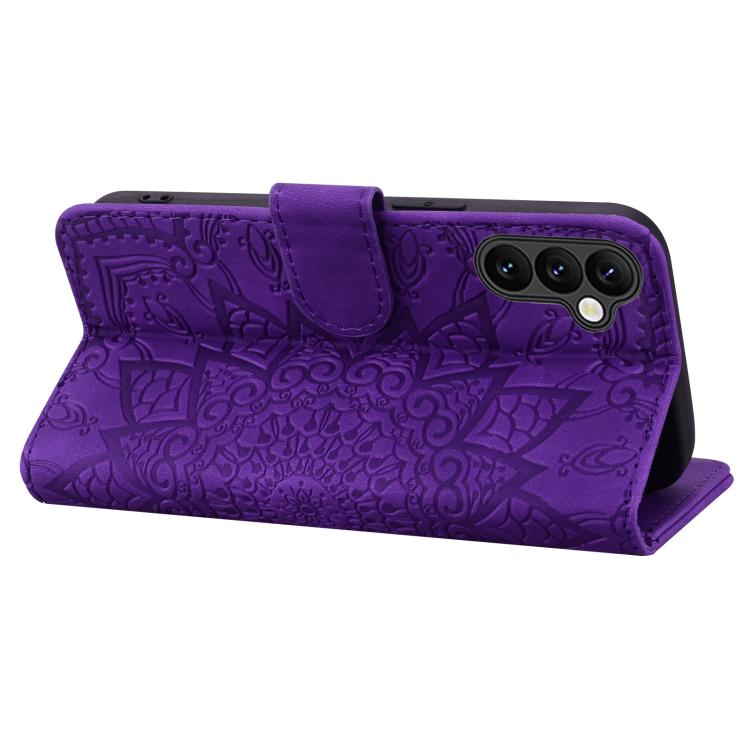 For Samsung Galaxy A37 5G Mandala Embossed Dual-Fold Calf Leather Phone Case