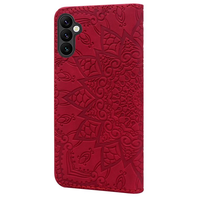 For Samsung Galaxy A37 5G Mandala Embossed Dual-Fold Calf Leather Phone Case