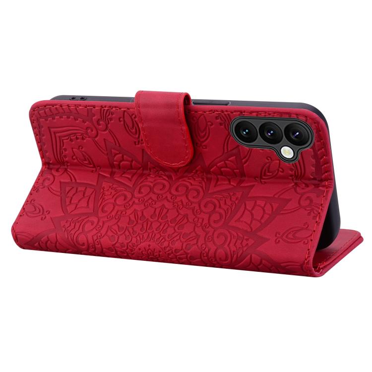 For Samsung Galaxy A37 5G Mandala Embossed Dual-Fold Calf Leather Phone Case