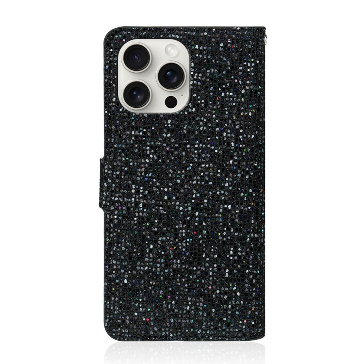 For iPhone 16 Pro Max Glitter Powder Filp Leather Phone Case