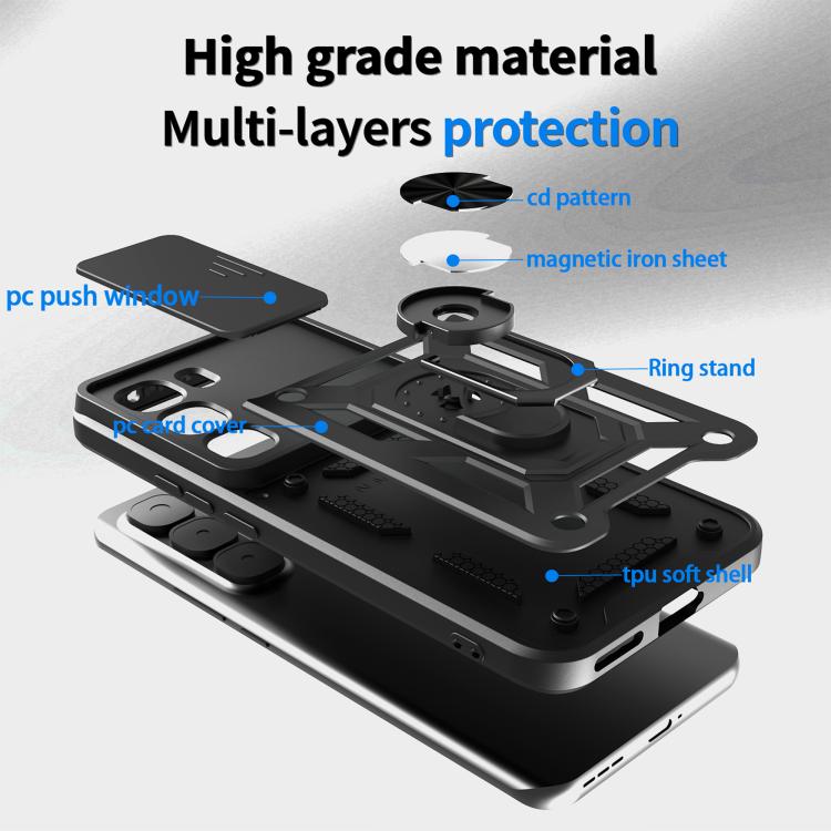 For Infinix Hot 60 Pro 4G Sliding Camera Cover Design TPU+PC Phone Case