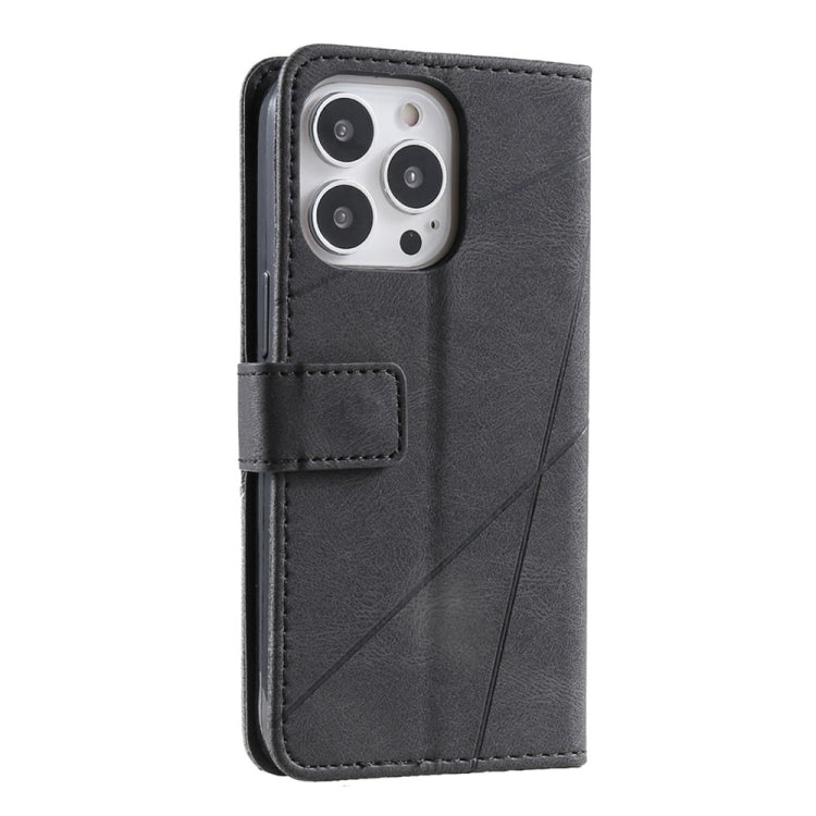 For iPhone 16 Pro Max Skin Feel Splicing Leather Phone Case