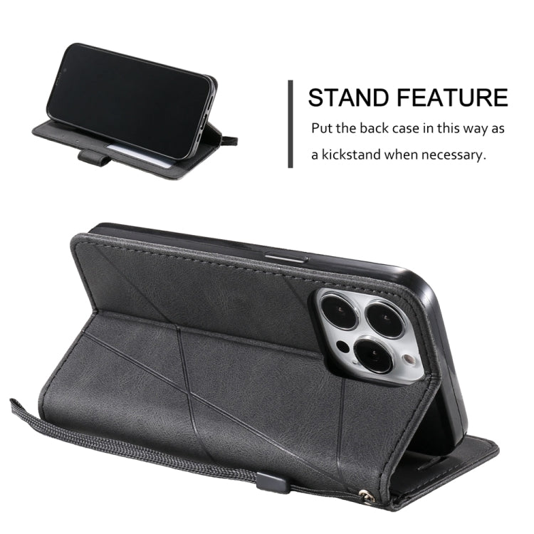 For iPhone 16 Pro Max Skin Feel Splicing Leather Phone Case