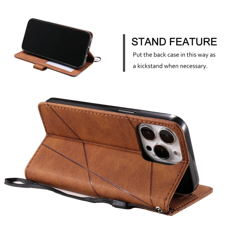 For iPhone 16 Pro Skin Feel Splicing Leather Phone Case