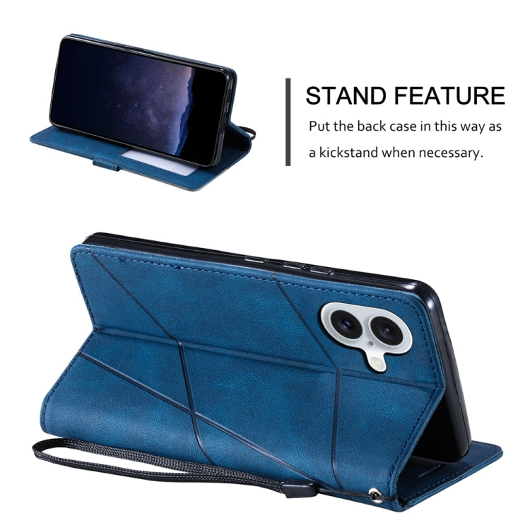 For iPhone 16 Plus Skin Feel Splicing Leather Phone Case