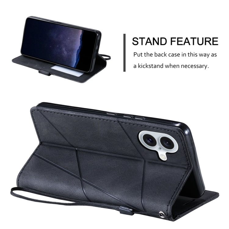 For iPhone 16 Plus Skin Feel Splicing Leather Phone Case