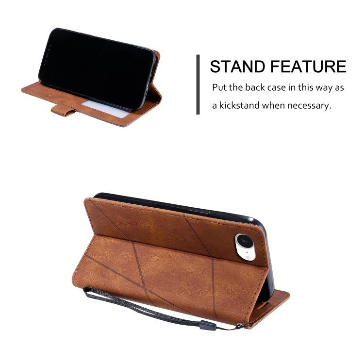 For iPhone 17e / 16e Skin Feel Splicing Leather Phone Case