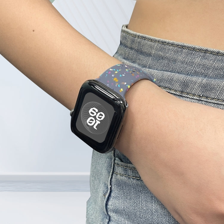 For Apple Watch Series 10 42mm Floral Silicone Watch Band