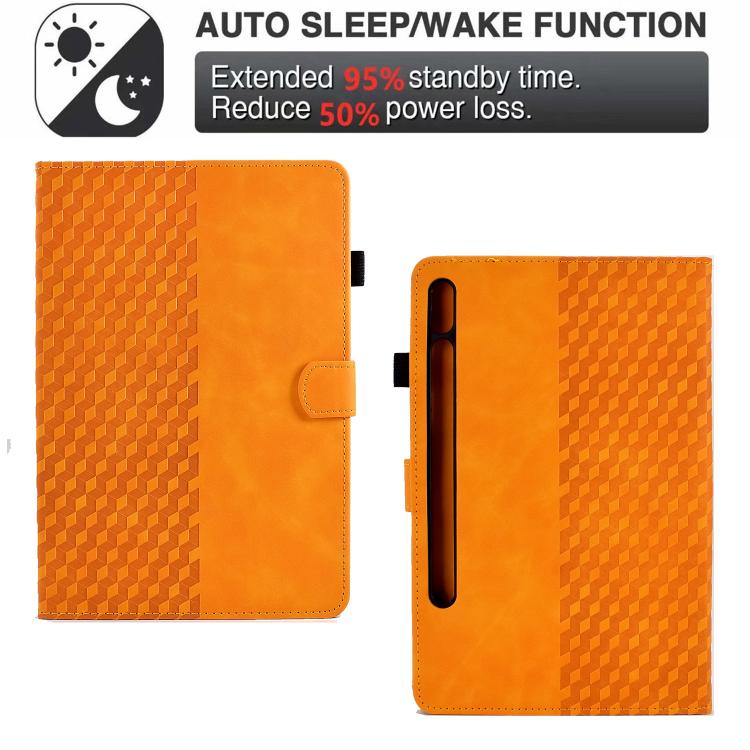 For Samsung Galaxy S10 FE+ Rhombus Embossed Leather Smart Tablet Case