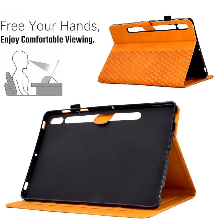 For Samsung Galaxy S10 FE+ Rhombus Embossed Leather Smart Tablet Case