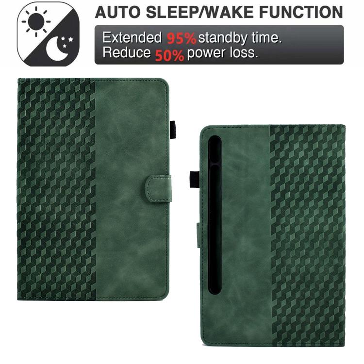 For Samsung Galaxy S10 FE+ Rhombus Embossed Leather Smart Tablet Case