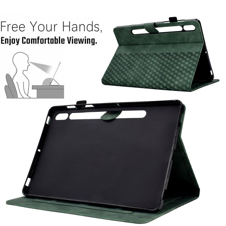 For Samsung Galaxy S10 FE+ Rhombus Embossed Leather Smart Tablet Case
