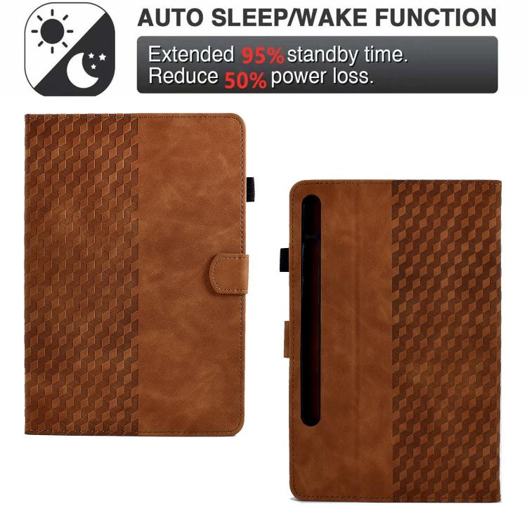 For Samsung Galaxy S10 FE+ Rhombus Embossed Leather Smart Tablet Case