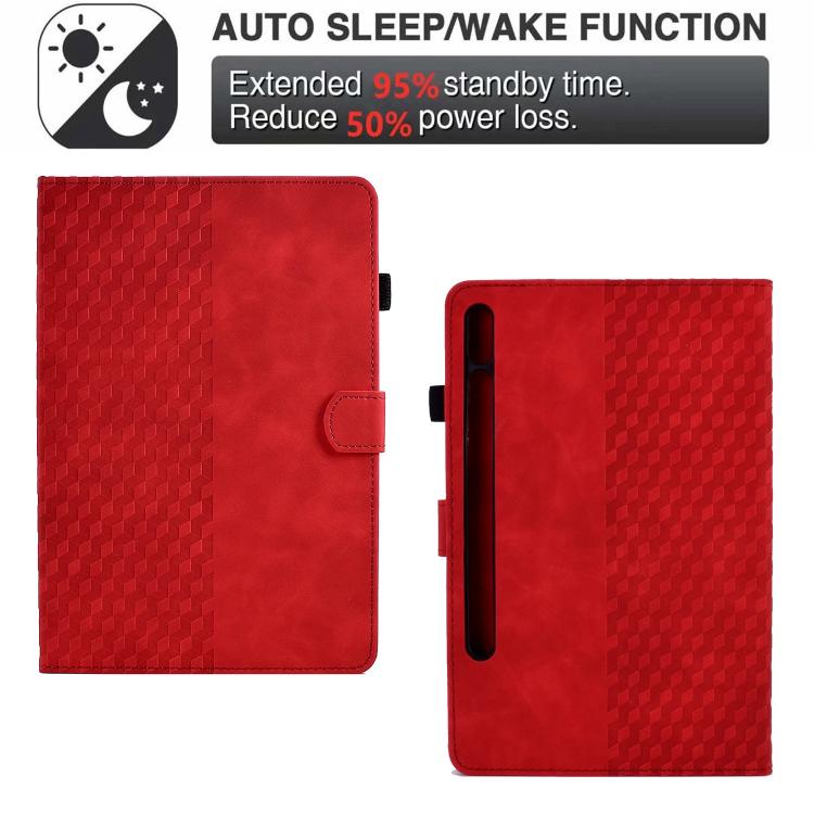 For Samsung Galaxy S10 FE+ Rhombus Embossed Leather Smart Tablet Case
